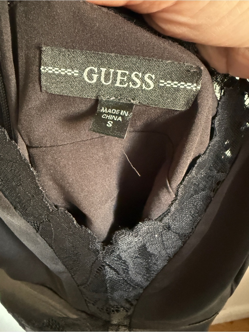 GUESS Black Satin & Lace Mini Dress – Size S - Picture 5 of 8